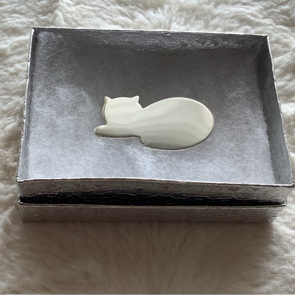 Sterling Silver Cat Brooch by Burkhardt